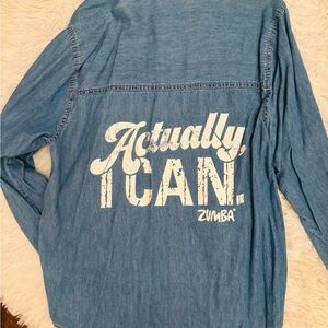 💙Zumba Fitness Blue Button Down Shirt🤍